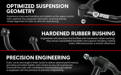 Front Upper Control Arms for 2-4 Inch Lift Exludes ZR2 15-22 Colorado/Canyon Freedom Off-Road