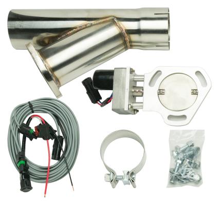 Y Exhaust Electric Dump Cutout 3 in Hardware Incl Natural Aluminum And 304 Stainless Steel Pypes Exhaust
