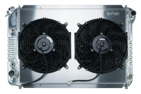 87-93 Mustang Aluminum Radiator 1 Inch Core Dual 12 Inch Fans Automatic Cold Case Radiators