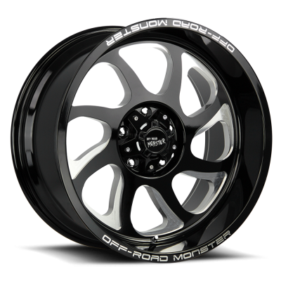 Aluminum Wheels 20x10 M22 GBML Series Milled Gloss Black 5 On 127 Bolt Pattern -19 Offset Off Road Monster