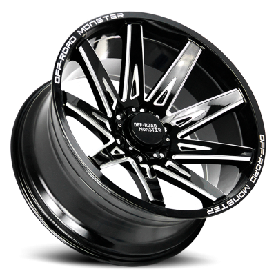 Aluminum Wheels 20x10 M25 GBML Series Milled Gloss Black 5 On 127 Bolt Pattern -19 Offset Off Road Monster