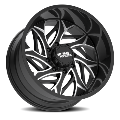 Aluminum Wheels 22x12 M28 GBML Series Milled Gloss Black 5 On 127/5 On 139.7 Bolt Pattern -44 Offset Off Road Monster