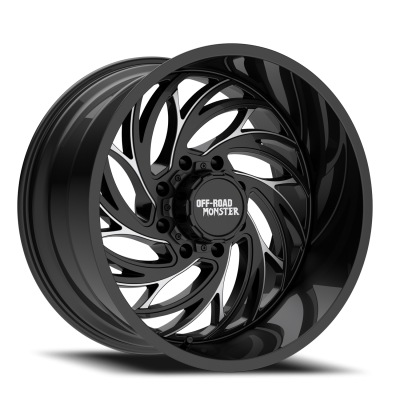 Aluminum Wheels 22x12 M29 GBML Series Milled Gloss Black 8 On 165.1 Bolt Pattern -44 Offset Off Road Monster