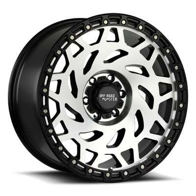 Aluminum Wheels 20x9.5 M50 GBMBR Series Machined Gloss Black/Black Ring 5 On 127 Bolt Pattern -12 Offset Off Road Monster