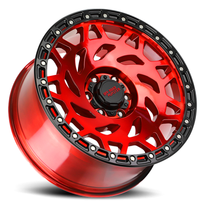 Aluminum Wheels 17x9 M50 RBR Series Candy Red/Black Ring 5 On 127 Bolt Pattern 0 Offset Off Road Monster