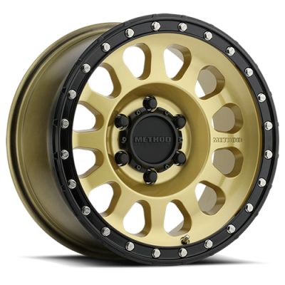 Aluminum Wheels 20x10 MR315 Bolt Pattern 6 On 135 Offset -18 Lip Size 3.27 Gold GD Black Street Loc Method