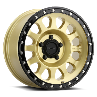 Aluminum Wheels 18x9 MR315 Bolt Pattern 5 On 150 Offset 18 Lip Size 1.65 Gold GD Black Street Loc Method