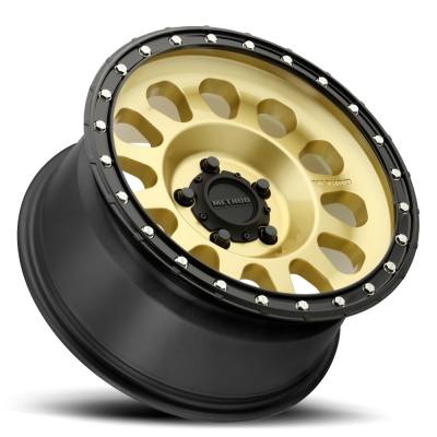 Aluminum Wheels 18x9 MR315 Bolt Pattern 5 On 150 Offset 18 Lip Size 1.65 Gold GD Black Street Loc Method