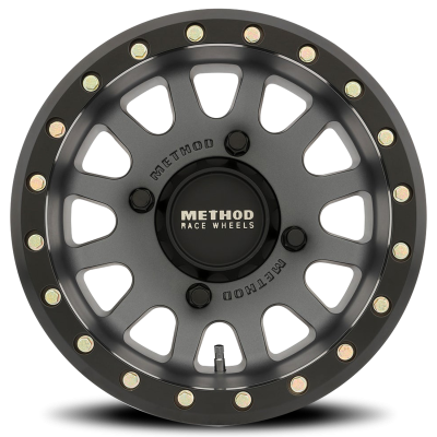 Aluminum Wheels 15x7 MR401 Beadlock UTV Bolt Pattern 5 On 114.3 Offset 38 Lip Size 0.79 Titanium GY Matte Black Ring Method