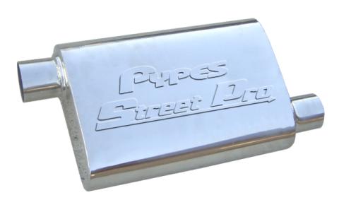 Violator Series Muffler 14 in 2.5 in Offset/Offset Hardware Not Incl Polished 304 Stainless Steel Pypes Exhaust