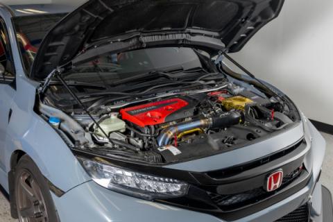 Carbon Fiber Wrapped Hood Struts 17-21 Honda Civic Type R OLM Outside Line Motoring