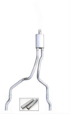 Cat Back Exhaust System 02-08 Dodge Ram Split Rear Dual Exit Intermediate Pipe 3 in Tailpipe 2.5 in Violator Muffler/Hardware/3.5 in Polished Tips Inc. Natural Finish 409 Stainless Steel Pypes Exhaust