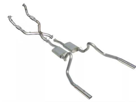 Cat Back Exhaust System 98-04 Mustang V6 Split Rear Dual Exit 2.5 in Intermediate Pipe And Tailpipe Street Pro Muffler/Hardware/3 in Polished Tips Incl Natural 409 Stainless Steel Pypes Exhaust