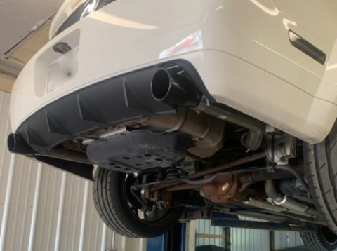 Cat Back Mid Muffler Exhaust System 05-10 Mustang GT Split Rear Dual Exit 2.5 in Intermediate And Tail Pipe M80 Mufflers/Hardware/4 in Black Tips Incl Black Finish 409 Stainless Steel Pypes Exhaust