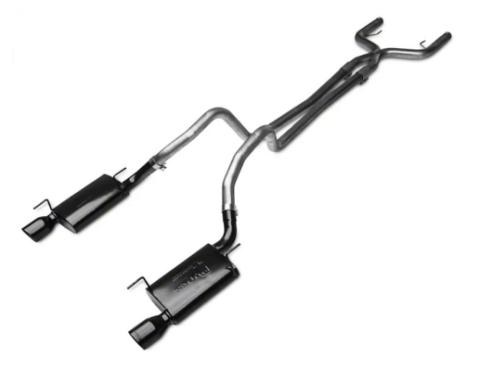 Cat Back Exhaust System 05-10 Mustang V6 Split Rear Dual Exit 2.5 in True Dual After-Cat X/Mid Pipes/Hardware/Violator Muffler/4 in Black Tips Incl Pypes Exhaust