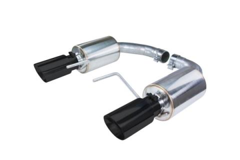 Axle Back Exhaust 15-17 Mustang GT Split Rear Dual Exit 3 in Black Tips Hardware Included Polished 304 Stainless Steel Pypes Exhaust