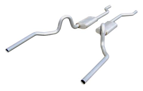 Crossmember Back Without X-Pipe Exhaust System 64-72 A-Body Split Rear Dual Exit 2.5 in Intermediate And Tail Pipe Violator Mufflers/Hardware Tip Not Incl Natural 409 Stainless Steel Pypes Exhaust