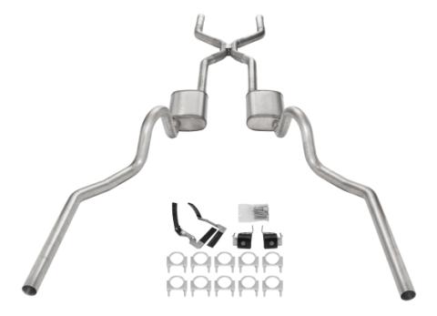 1968-72 Olds 442 Crossmember-Back Valance Exit H pipe Race Pro Muffler SGA48R