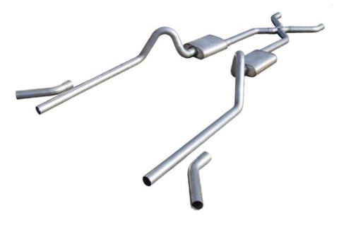 1955-1957 Tri-Five Chevy 2.5 Inch Crossmember Back Exhaust System With X-Pipe 409 Stainless No Mufflers Pypes Performance Exhaust