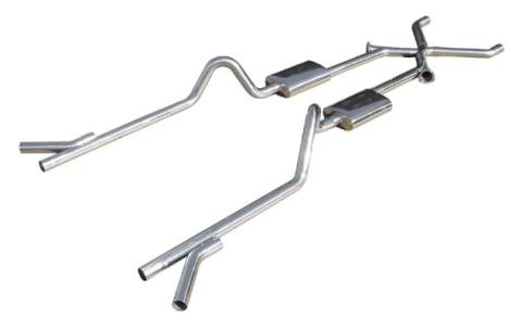 Crossmember Back w/Xchange Exhaust System Split Rear Dual Exit 2.5 in Intermediate X-Pipe And Tail Pipe Turbo Pro Mufflers/Hardware Incl Tip Not Incl Pypes Exhaust