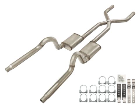1970-1974 Mopar E-Body 3 Inch Crossmember Back Exhaust System 409 Stainless Race Pro Mufflers Pypes Performance Exhaust