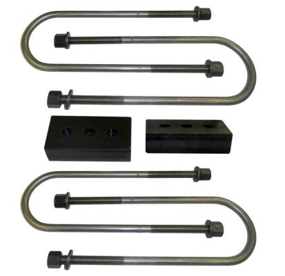 Rear Lift Block and U-Bolt Kit Heavy Duty 1.5 Inch For 03-13 Ram 3500 Gas Engine with Dual Center Bolts and 0.5625 Inch Diameter SuspensionMaxx