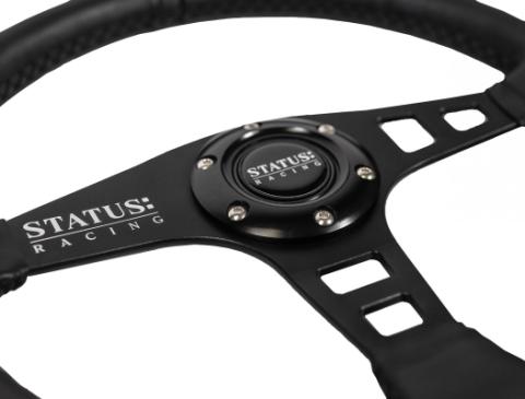 Flat Leather Steering Wheel 13 Inch Diameter Black PRP Seats