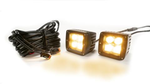 2 Inch Square Cube Cree LED Lights Pair Chrome Series White/Amber With Harness 79903 Top Gun Customz