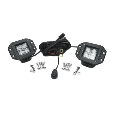 3 Inch Square Flush Mount Cree Flood Beam LED Lights Pair Chrome Series With Harness 79903 Top Gun Customz