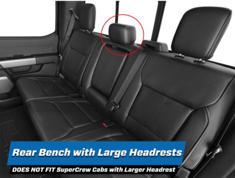 Rear Bench Seat Covers for 2021-Present Ford F150, 2023-Present Super Duty, Black with Red Stitch PRP Seats