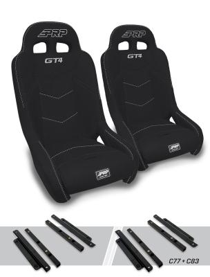 GT4 Suspension Seats Kit for Polaris General, RZR S 900, 900 Trail, Trail, XP 1000, Turbo, Turbo S Pair, Black PRP Seats