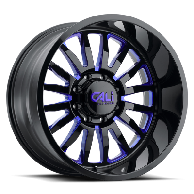 Cast Aluminum Wheels Summit 9110 GB-BL 22x12 Blue Milled Spokes Gloss Black 5 On 127 Bolt Pattern -51 Offset Cali Offroad Wheels