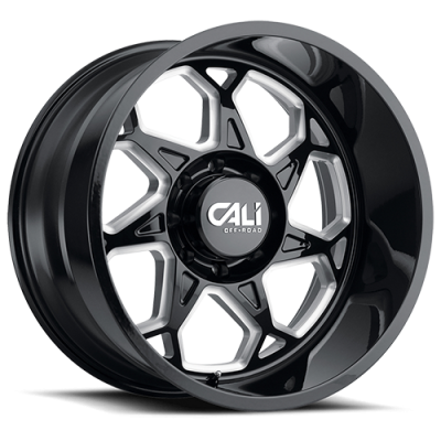 Cast Aluminum Wheels Sevenfold 9111 GB 20x10 Milled Spokes Gloss Black 5 On 127 Bolt Pattern -25 Offset Cali Offroad Wheels