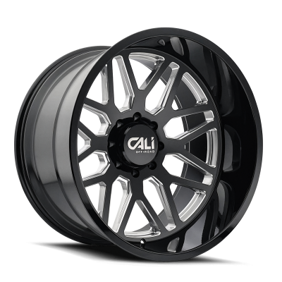 Cast Aluminum Wheels Invader 9115 GB-M 22x12 Milled Gloss Black 6 On 135 Bolt Pattern -51 Offset Cali Offroad Wheels