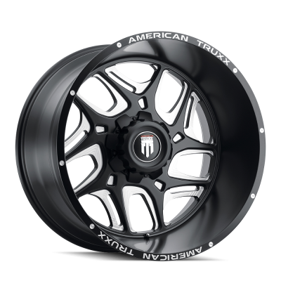 Sweep AT1900 Satin Black Milled 22X12 5-127 -44MM 78.1MM Off Road Wheels American Truxx