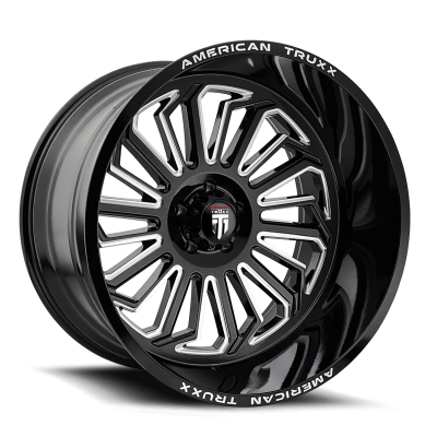 Butcher AT1916 Gloss Black Milled 24X14 5-127 -76MM 71.6MM Off Road Wheels American Truxx