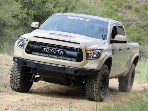 14-21 Tundra 42 Inch Hidden Grille Curved LED Light Bar Brackets Kit One Spot Beam No Switch Cali Raised LED