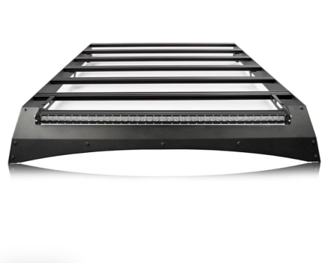 2014-2021 Tundra Crew Max Premium Roof Rack - 52 in Dual Row Spot Beam LED Light Bar - Blue Small No Lights Cali Raised LED