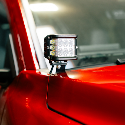 Low Profile Ditch Light Brackets Kit Fits 24-Present Toyota Tacoma/(2) 3X2 18W Amber LED Pods/No Switch Cali Raised LED