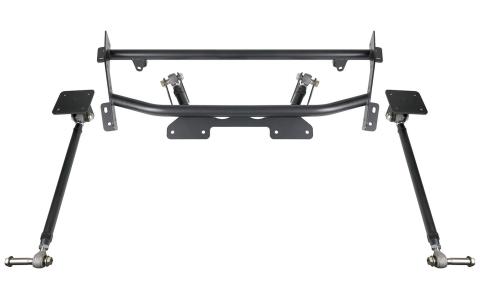 Bolt-On 4-Link For 1973-1974 Nova R-Joints Adjustable Upper Bars Fixed Lower Bars Bolt-On Cradle Axle Brackets And Hardware Powder Coated Black For Use W/ Shockwaves Or Coil-Overs Sold Separately Ridetech