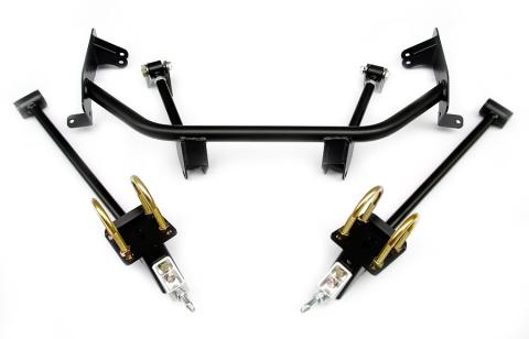 Bolt-On 4-Link W/ Double Adjustable Bars For 1960-1964 Galaxie R-Joints Bars Bolt-On Cradle Axle Brackets And Hardware Powder Coated Black For Use W/ Shockwaves Or Coil-Overs Sold Separately Ridetech