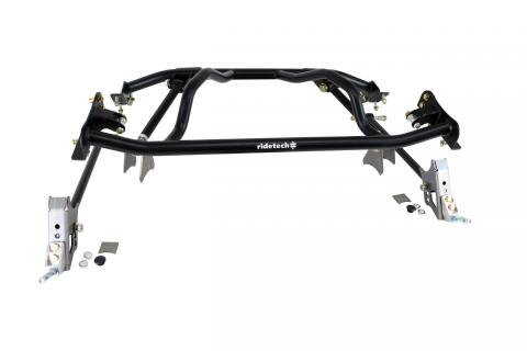 Bolt-On 4-Link For 1961-1965 Falcon R-Joints Adjustable Upper Bars Fixed Lower Bars Bolt-On Cradle Axle Brackets And Hardware Powder Coated Black For Use W/ Shockwaves Or Coil-Overs Sold Separately Ridetech