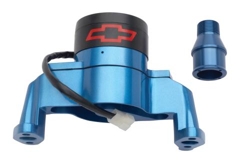 Electric Engine Water Pump Aluminum Blue with Bowtie Logo Fits SB Chevy Chevrolet Performance Parts