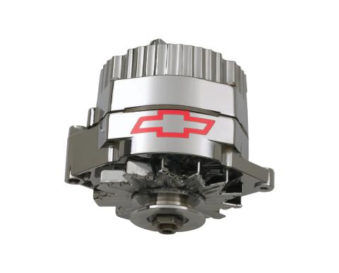 Alternator 80 AMP GM 1 Wire Style GM Bowtie Logo Chrome Finish Chevrolet Performance Parts