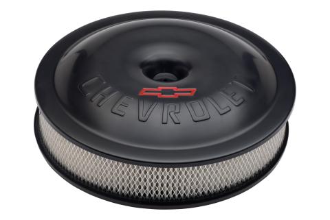 Engine Air Cleaner Kit Super-Light 14 Inch Alunimum Black Bowtie/Chevy Logo Chevrolet Performance Parts