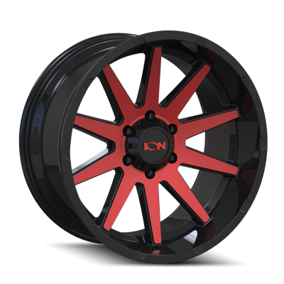 Cast Aluminum Wheels 143 RD 20x9 Red Machined Face Gloss Black 5 On 127 Bolt Pattern 0 Offset ION Wheels