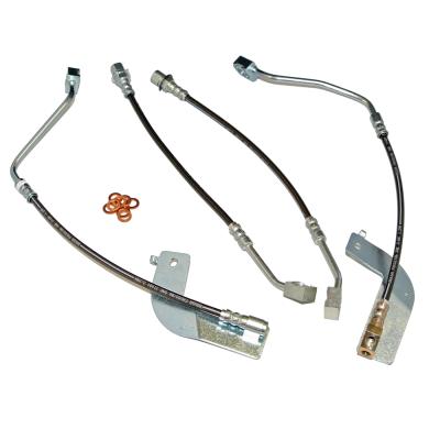 Mustang Brake Hose Kit Front/Rear 99-04 Ford Mustang W/O Traction Control 4 Hoses Stainless Steel J&M Products