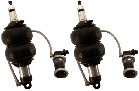 Front TQ Shockwaves 1000 Series W/ 2.9 Inch Stroke And 2 Inch Stud Pair Of Triple Adjustable Shock waves 6.5 Inch Dble Convoluted W/ 1/4 Inch Fittings And Bearing Spacers 1/2 Inch And 5/8 Inch 9.6 Inch X 11.9 Inch W/ A 10.75 -11 Inch Ride Height Ridetech