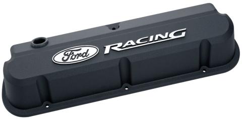 Valve Covers Slant Edge Tall Die Cast Black with Raised Ford Logo SB Ford Raised Ford Racing Logo Ford Racing