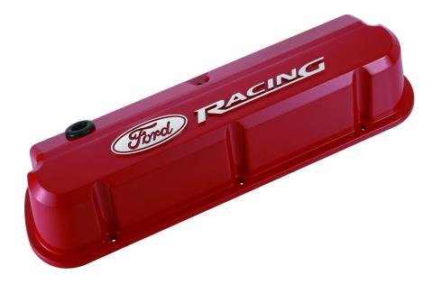 Valve Covers Slant Edge Tall Die Cast Red with Raised Ford Logo SB Ford Raised Ford Racing Logo Ford Racing